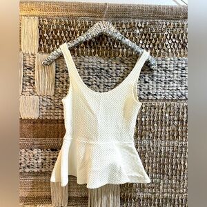 🤍 Ganni Anthropologie white cream textured peplum tank EUC sz XS
